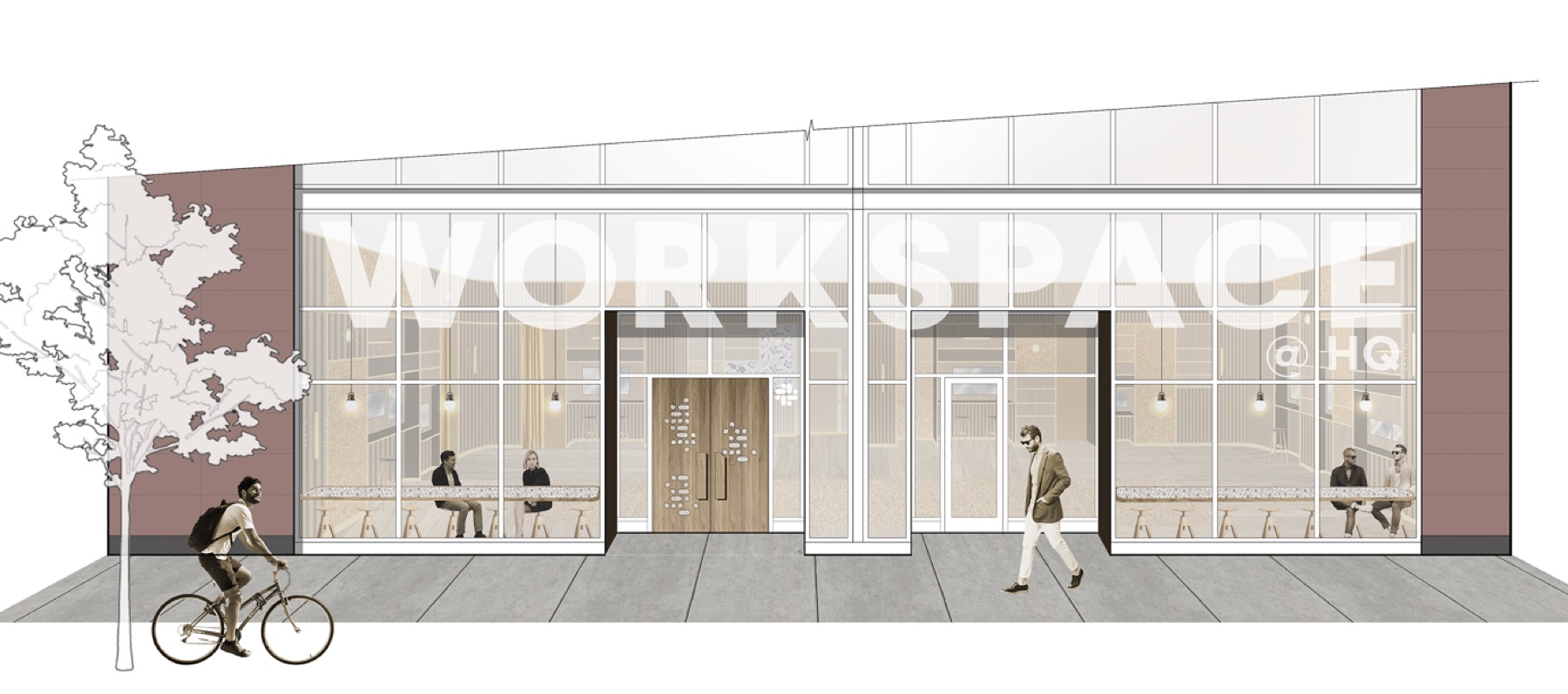 Storefront elevation render of Workspace at Slack HQ